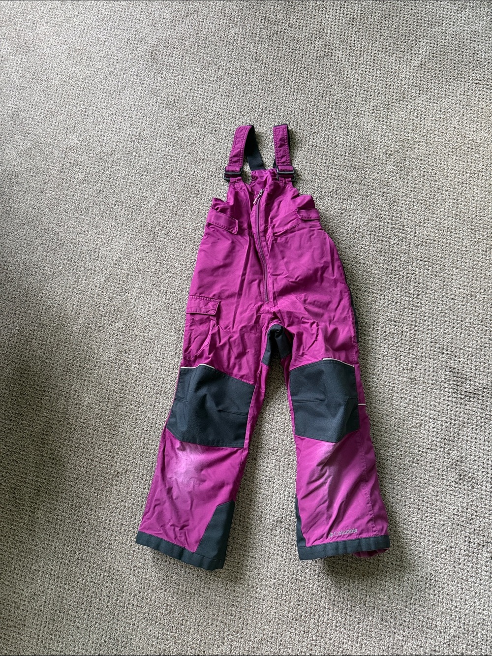 Columbia Magenta and Black Kids Snow Bibs